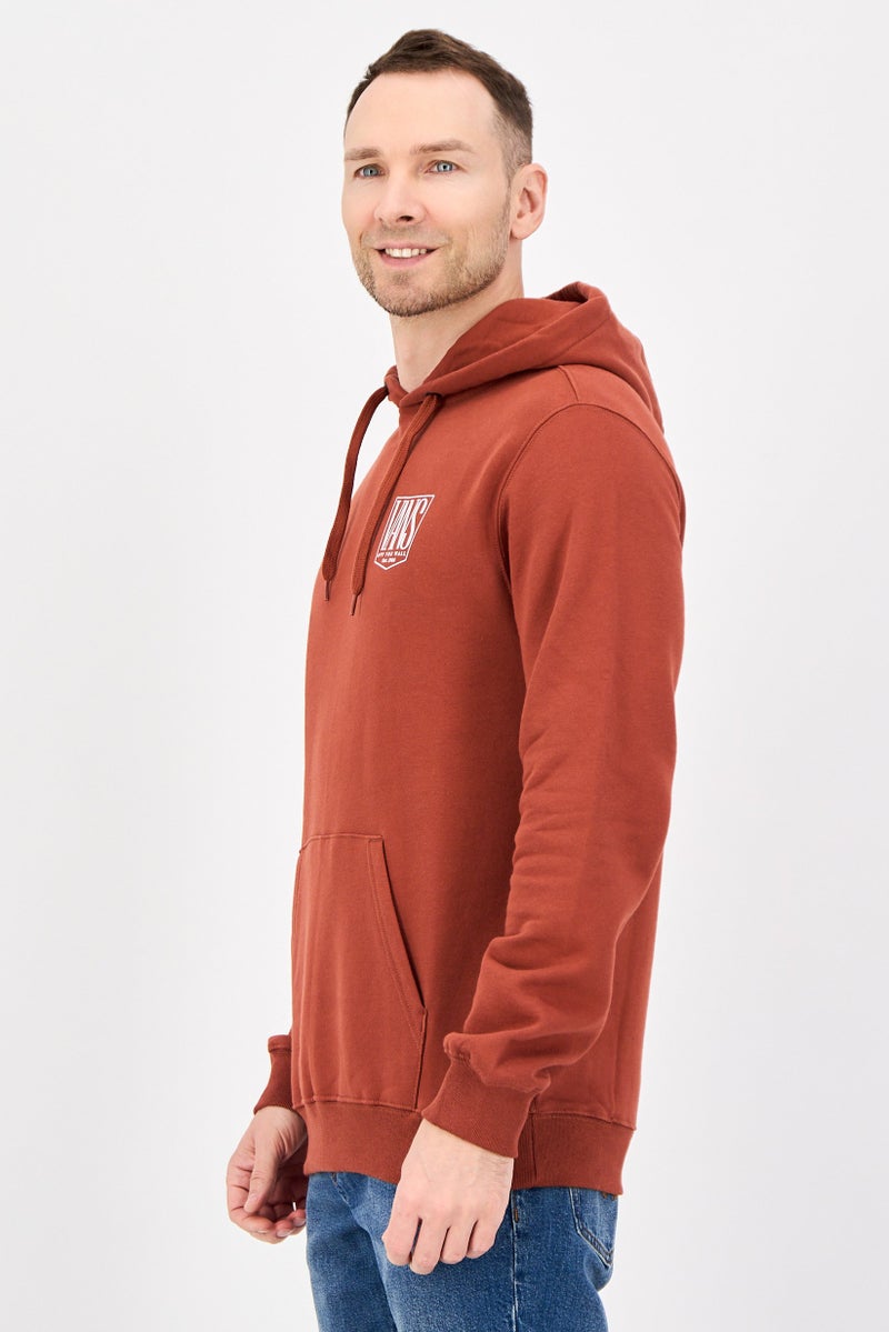 VANS Men Brand Logo Long Sleeve Hoodie, Burnt Orange - Image 2