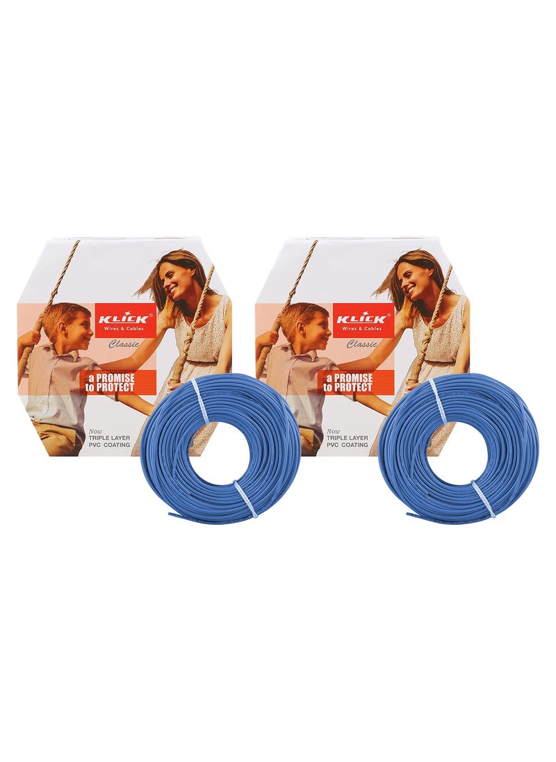 KLICK KLICK Copper Wire with Triple Layer PVC Coating Single Core Flexible Electric Cable for Domestic Industrial Connections 10 mm 90m Long Blue 2 Pcs  - Image 1