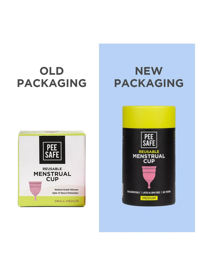 PEE SAFE PEE SAFE Menstrual Cup (Medium) | 18 Years & Above (Have not Given Birth) | Odour & Rash-Free | 100% Medical Grade Silicone | Comes with Travel Friendly Pouch | Leakage Proof & Infection Free - Image 2