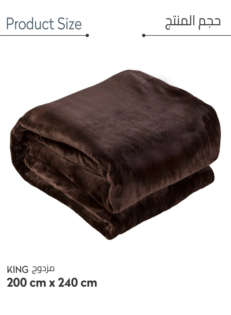 Donetella Fleece Blanket King Size(200 X 240 CM) Super Soft Throw Blanket With 300 GSM Best Lightweight Warm Plush Throws For Bed, Sofa,Couch And Camping,Congo Brown