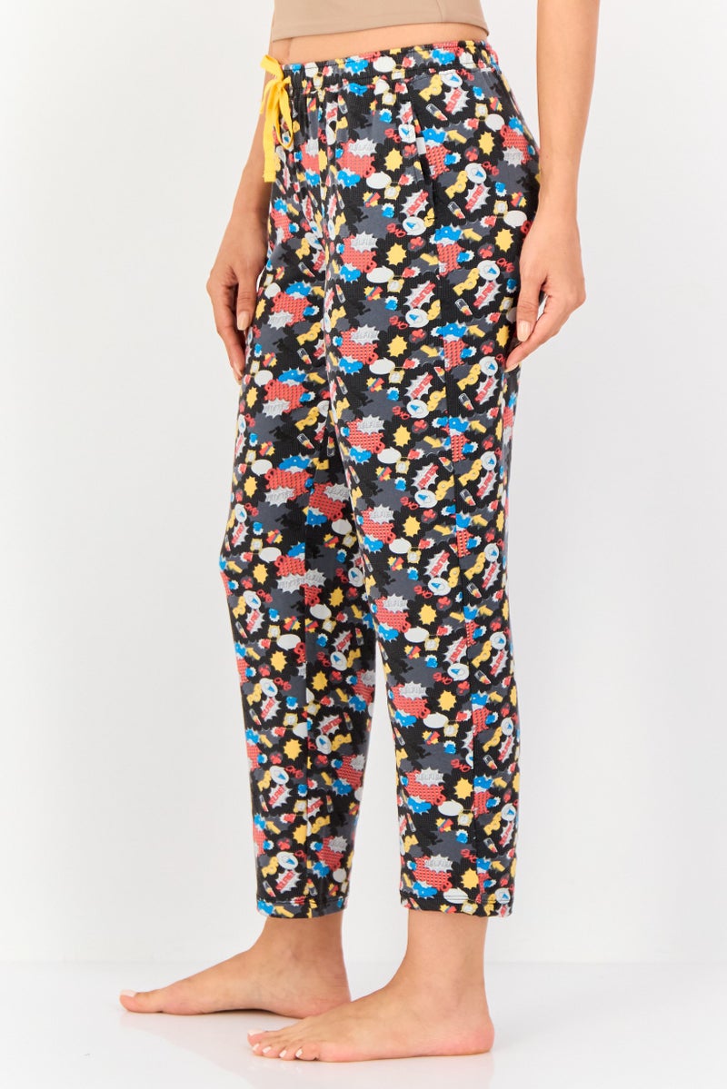 zivame Women Allover Print Drawstring Pajamas, Multicolor - Image 2