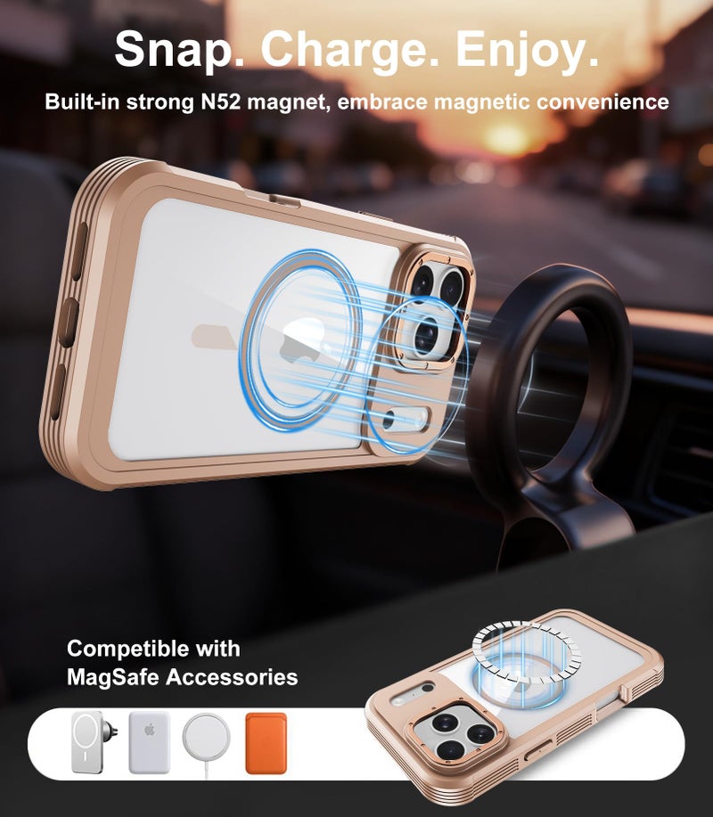 KECAI Magnetic for iPhone 17 Pro Max Case 6.9" [Compatible with MagSafe] Rugged Full-Body Shockproof Protective Bumper Phone Cases with Built-in Screen Protector,Drop Proof Anti-Scratch Clear Back Cover - Image 2