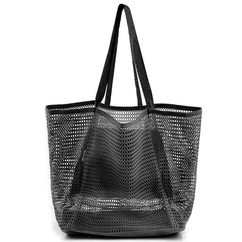 HOHOM Beach Bags for Women Summer Travel Mesh Tote Bag with Large Inner Pocket Sandproof Woven Shoulder Handbag Swim Pool Bag Suit for Family Vacation Essentials - Image 2
