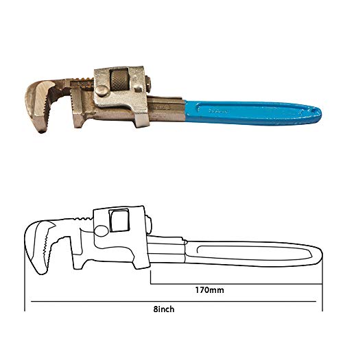 AGRICO TATA Stilson Type Pipe Wrench | Ideal for Construction & Heavy-Duty Applications for Industrial & Professional Use | Alloy Steel Wrench | GREY & BLUE | Size - 8Inch/ 200mm - Image 4