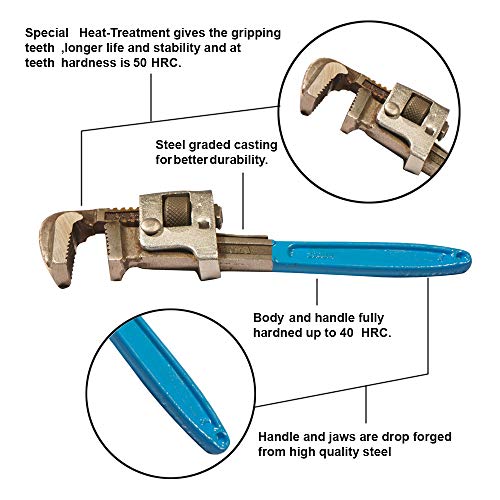 AGRICO TATA Stilson Type Pipe Wrench | Ideal for Construction & Heavy-Duty Applications for Industrial & Professional Use | Alloy Steel Wrench | GREY & BLUE | Size - 8Inch/ 200mm - Image 3
