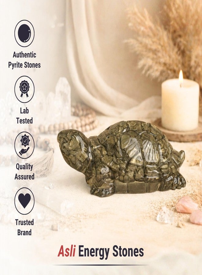 Japam Pyrite Tortoise for Wealth & Abundance | Natural Pyrite Crystal Kachhua for Positive Energy & Stability | Tortoise for Good Luck for Home, Office Desk, Vastu & Spiritual Decor - Image 4