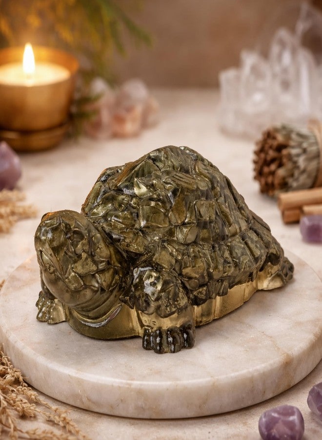 Japam Pyrite Tortoise for Wealth & Abundance | Natural Pyrite Crystal Kachhua for Positive Energy & Stability | Tortoise for Good Luck for Home, Office Desk, Vastu & Spiritual Decor - Image 1