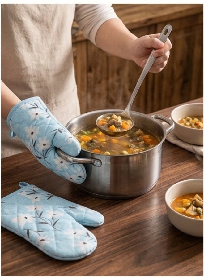 Happy Home Premium Heat Resistant Oven Mitt Gloves Up to 200°C / 392°F – Thick Quilted Cotton & Polyester Lining, Non-Slip Diagonal Grip Design for Maximum Safety, Comfortable & Breathable Kitchen Oven Glove for Cooking, Baking, BBQ, Grill, Microwave Use, Easy to Clean, Machine Washable with Hanging Loop for Convenient Storage (1 Pc, 26 x 14 cm Durable Heat Protection Mitt) - Image 3