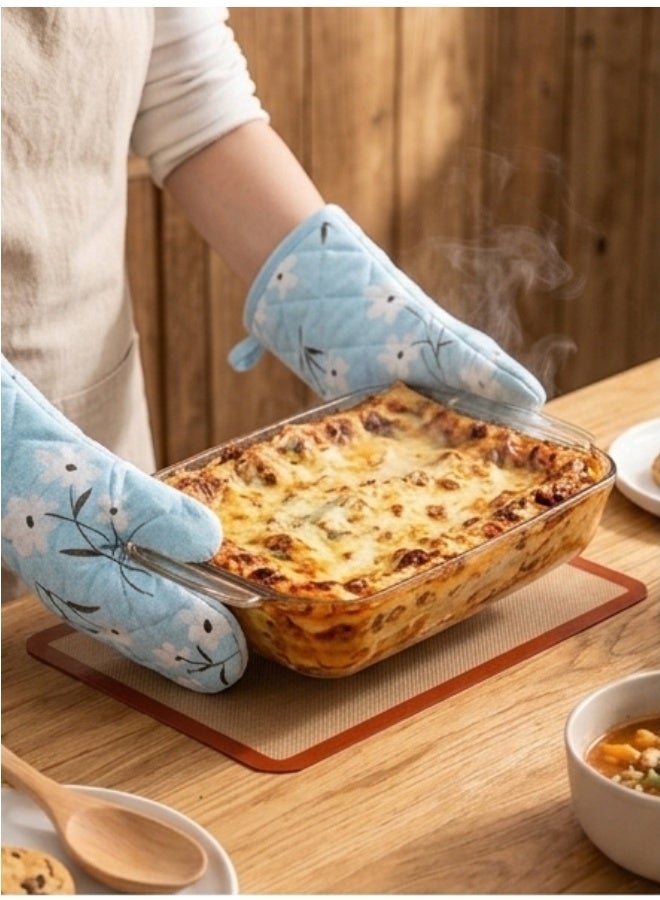Happy Home Premium Heat Resistant Oven Mitt Gloves Up to 200°C / 392°F – Thick Quilted Cotton & Polyester Lining, Non-Slip Diagonal Grip Design for Maximum Safety, Comfortable & Breathable Kitchen Oven Glove for Cooking, Baking, BBQ, Grill, Microwave Use, Easy to Clean, Machine Washable with Hanging Loop for Convenient Storage (1 Pc, 26 x 14 cm Durable Heat Protection Mitt) - Image 2