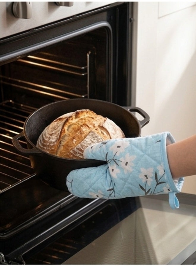Happy Home Premium Heat Resistant Oven Mitt Gloves Up to 200°C / 392°F – Thick Quilted Cotton & Polyester Lining, Non-Slip Diagonal Grip Design for Maximum Safety, Comfortable & Breathable Kitchen Oven Glove for Cooking, Baking, BBQ, Grill, Microwave Use, Easy to Clean, Machine Washable with Hanging Loop for Convenient Storage (1 Pc, 26 x 14 cm Durable Heat Protection Mitt) - Image 4