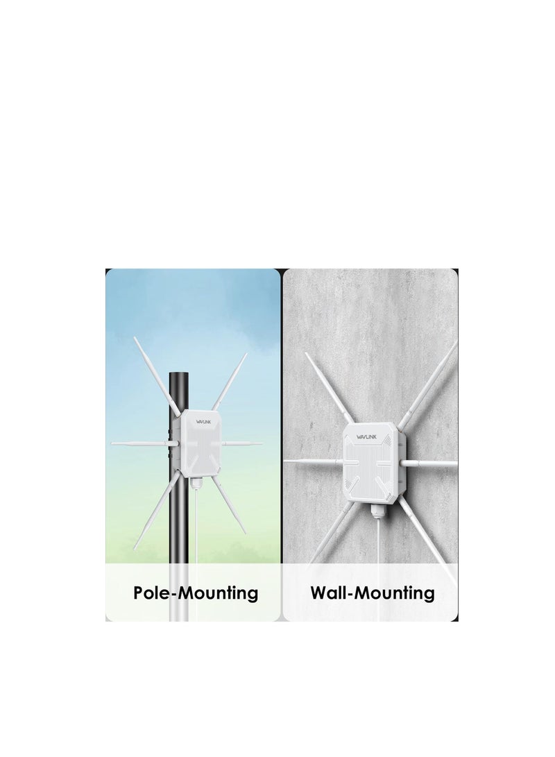 WAVLINK 2025 AX3000 Outdoor WiFi 6 Extender, WAVLINK Long-Range WiFi Repeater/Access Point with Dual Band/PoE/IP67 Waterproof/6 x 7dBi Antennas, Supports Up to 256 Devices for Garage, Yard, RV, Farm - Image 5