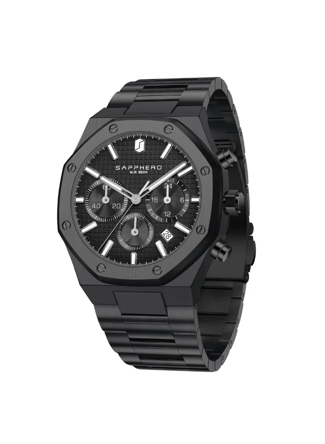 Sapphero SAPPHERO Men's Watch Octagonal Stainless Steel Luminous Wristwatch Luxury Analog Quartz Watch for Men with Date Elegant Mens