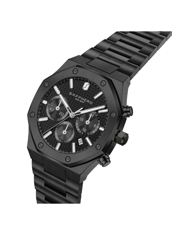 Sapphero SAPPHERO Men's Watch Octagonal Stainless Steel Luminous Wristwatch Luxury Analog Quartz Watch for Men with Date Elegant Mens
