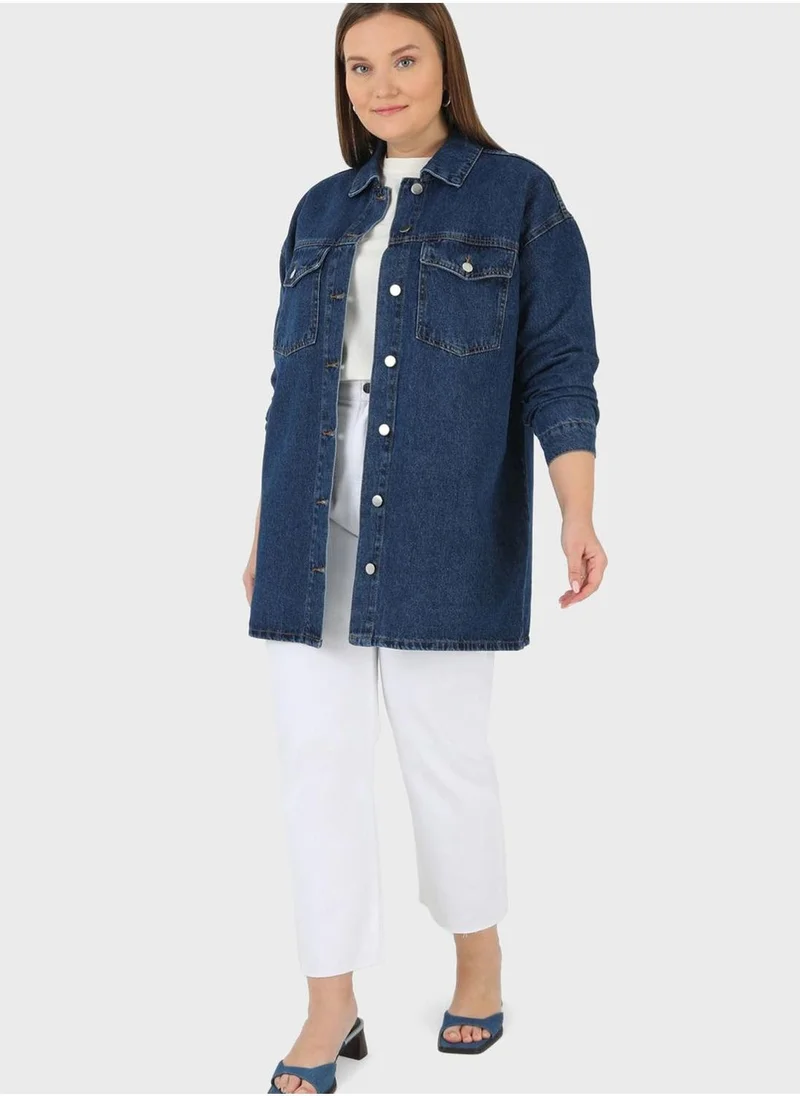 Alia by modanisa Pocket Detail Denim Jacket