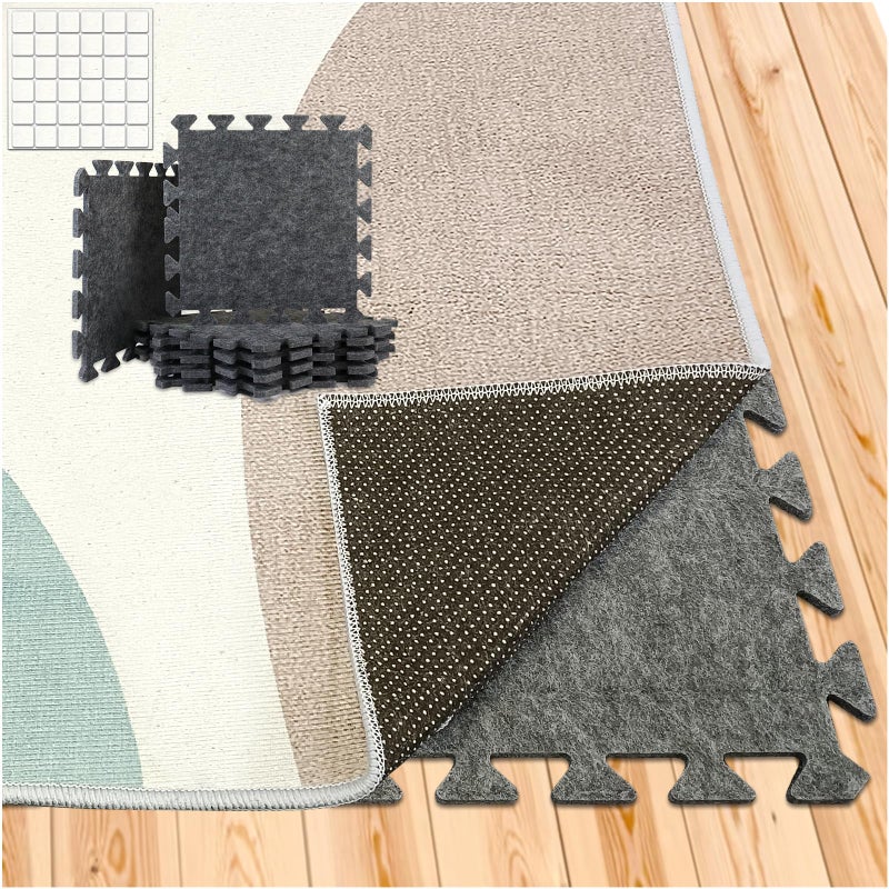 BXI Soundproof Interlocking Rug Pad 10 Pcs 11x 11 x 04 inches Non Slip Rug Pads High Density Noise Reduction Puzzle Felt Carpet Padding Rug Mat Protects and Adds Cushion for Hardwood Floors