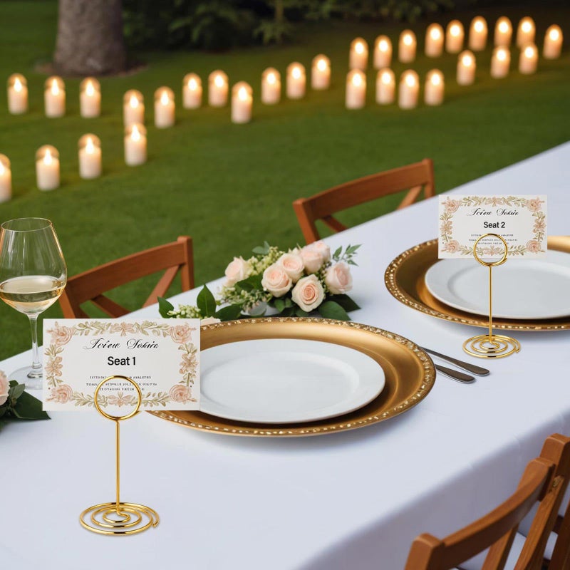 WILLIZTER 20 PCS Table Number Holder Table Card Holder Cards Stand Name Menu Clips Picture Holder (Gold) - Image 4