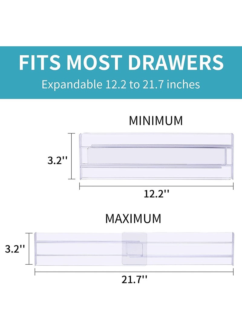 Drawer Dividers, 8 Pack Adjustable Drawer Organizers 3.2 High Expandable from 11.3-20 Clear Expandable Dresser Organizer for Clothes Kitchen Utensils Cutlery Drawer Organizers Set - Image 5