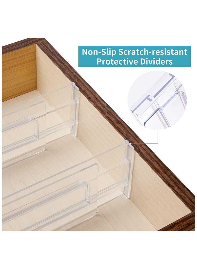 Drawer Dividers, 8 Pack Adjustable Drawer Organizers 3.2 High Expandable from 11.3-20 Clear Expandable Dresser Organizer for Clothes Kitchen Utensils Cutlery Drawer Organizers Set - Image 3