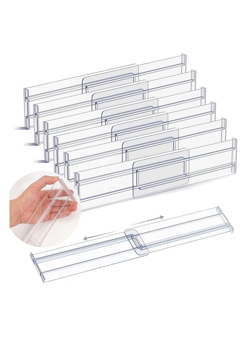 Drawer Dividers, 8 Pack Adjustable Drawer Organizers 3.2 High Expandable from 11.3-20 Clear Expandable Dresser Organizer for Clothes Kitchen Utensils Cutlery Drawer Organizers Set - Image 1