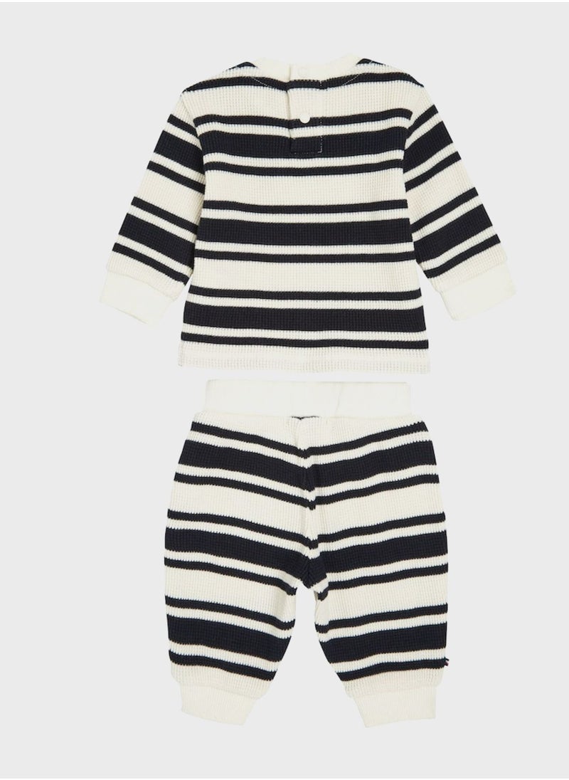 TOMMY HILFIGER - Kids Striped Waffle Sweatshirt and Joggers Set Giftbox - Image 1