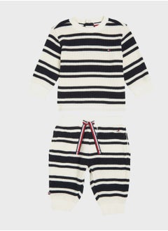 Kids Striped Waffle Sweatshirt and Joggers Set Giftbox