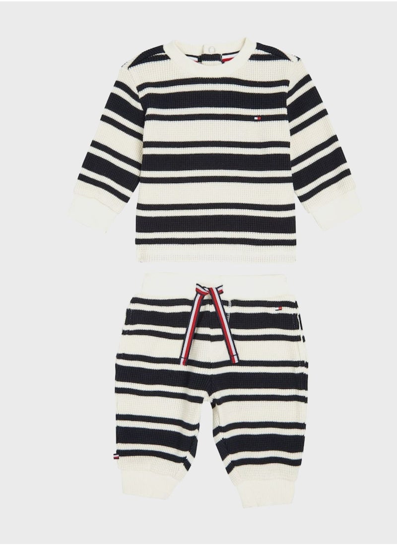 TOMMY HILFIGER - Kids Striped Waffle Sweatshirt and Joggers Set Giftbox - Image 1