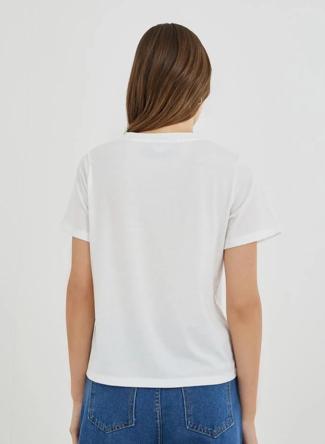 Take Two Take Two Slogan Print Short Sleeve T-Shirt