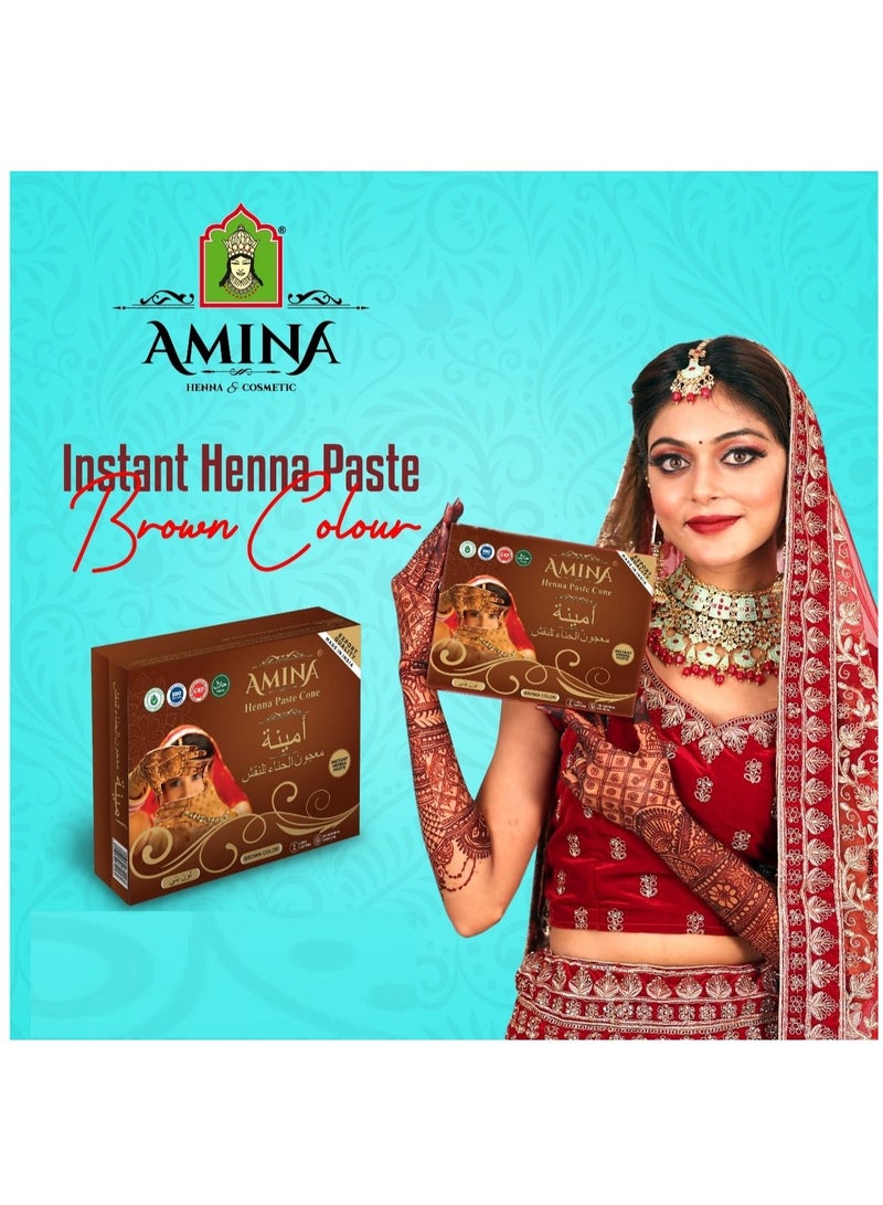أمينا تاتو سريع التحضير بالحناء العضوي أمينة مهندي مخروط بني 1 قطعة * 25 جم - Image 3