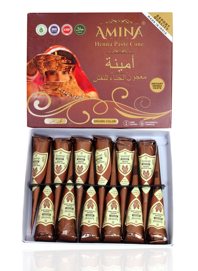 أمينا تاتو سريع التحضير بالحناء العضوي أمينة مهندي مخروط بني 1 قطعة * 25 جم - Image 4