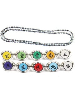STORE 2508 STORE 2508 Unisex Adult Akatsuki Rings Set Of 10 With Box, Ninja Uchiha Itachi Necklace Adjustable Rings  - Image 1