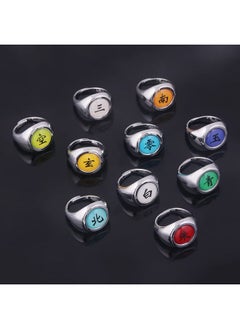 STORE 2508 STORE 2508 Unisex Adult Akatsuki Rings Set Of 10 With Box, Ninja Uchiha Itachi Necklace Adjustable Rings  - Image 2