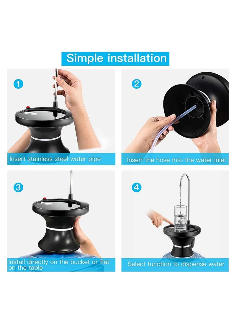 KASTWAVE Water Bottle Dispenser Electric Water Bottle Pump Automatic Drinking Water Pump Rechargeable with 2 Switch Control Automatic Drinking Water Dispenser Water Jug Pump for Home, Office, Outdoor - Image 4