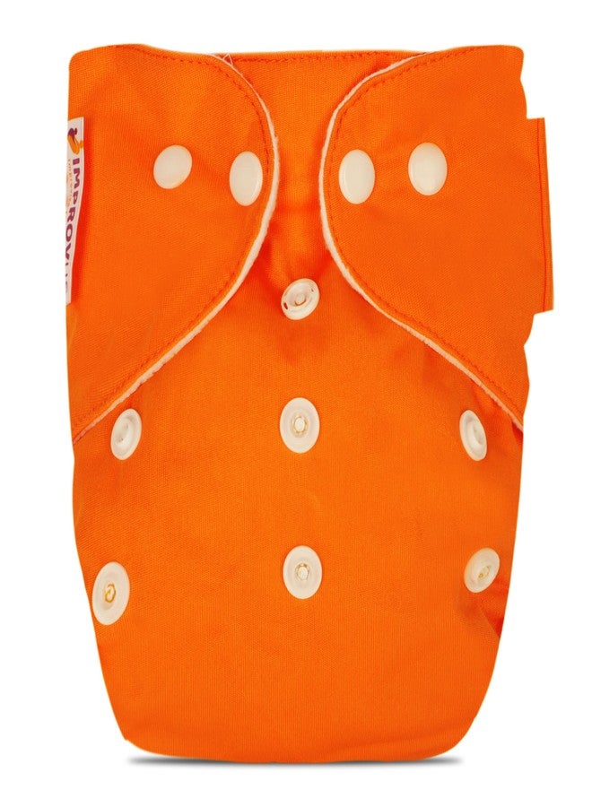 IMPROVUS Free Size Washable & Reusable Cloth Baby Diaper With 1 Dry Feel Absorbent Soaker Pad (3Months- 3Years) (Orange) - Image 2