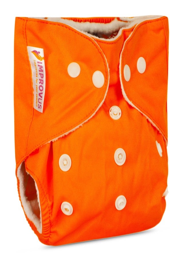 IMPROVUS Free Size Washable & Reusable Cloth Baby Diaper With 1 Dry Feel Absorbent Soaker Pad (3Months- 3Years) (Orange) - Image 3