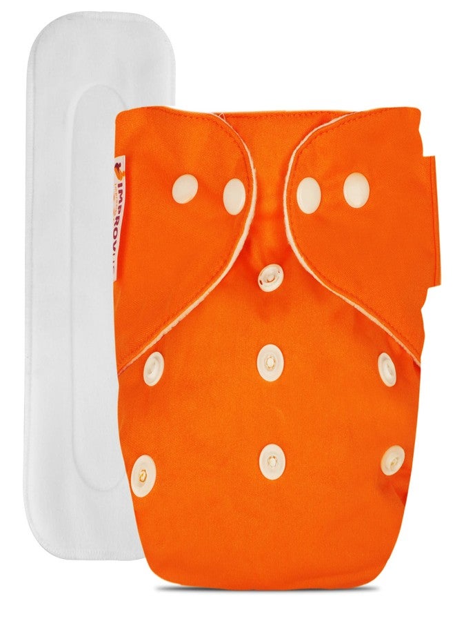 IMPROVUS Free Size Washable & Reusable Cloth Baby Diaper With 1 Dry Feel Absorbent Soaker Pad (3Months- 3Years) (Orange) - Image 1