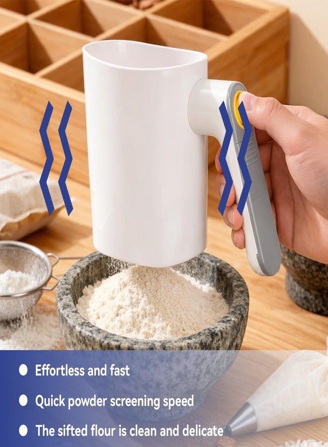 Jwthee Electric Flour Shifter with Handle, 4 Cup Battery Operated Fine Mesh Strainer Flour Sifter One Hand Ergonomical Handle Flour Sieve for Cooking, Pastry Baking - Image 5