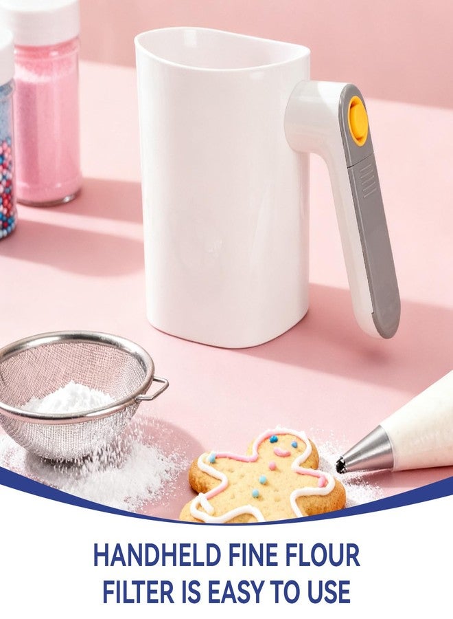 Jwthee Electric Flour Shifter with Handle, 4 Cup Battery Operated Fine Mesh Strainer Flour Sifter One Hand Ergonomical Handle Flour Sieve for Cooking, Pastry Baking - Image 3