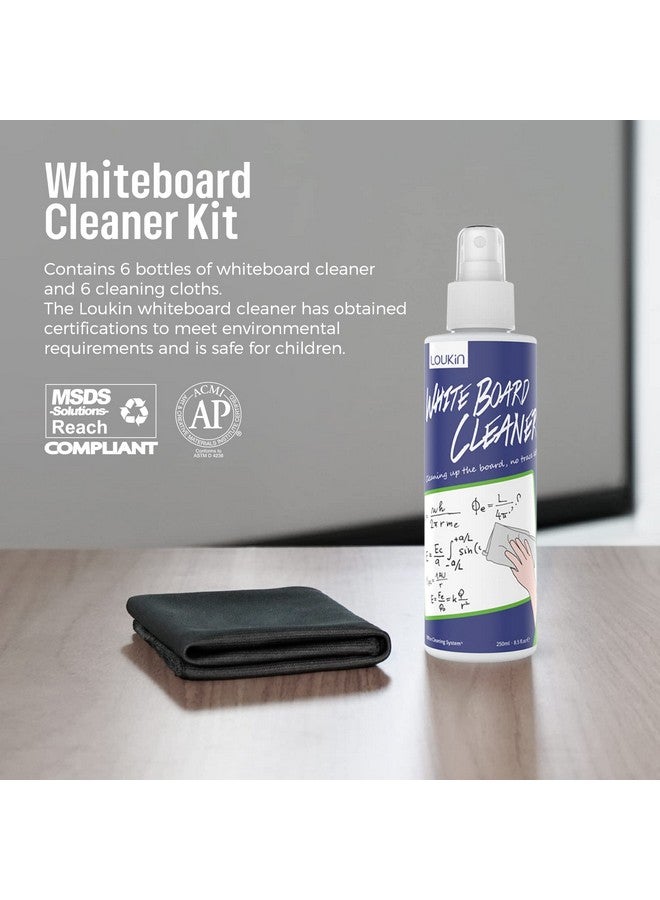 Loukin Non-Toxic Whiteboard Cleaner, 8.5 Fl Oz Dry Erase Board Cleaner, Low-Odor Whiteboard Cleaning Spray With Cloths, Removes Stubborn Marks From Whiteboards, Chalkboard (6-Pack)  - Image 2