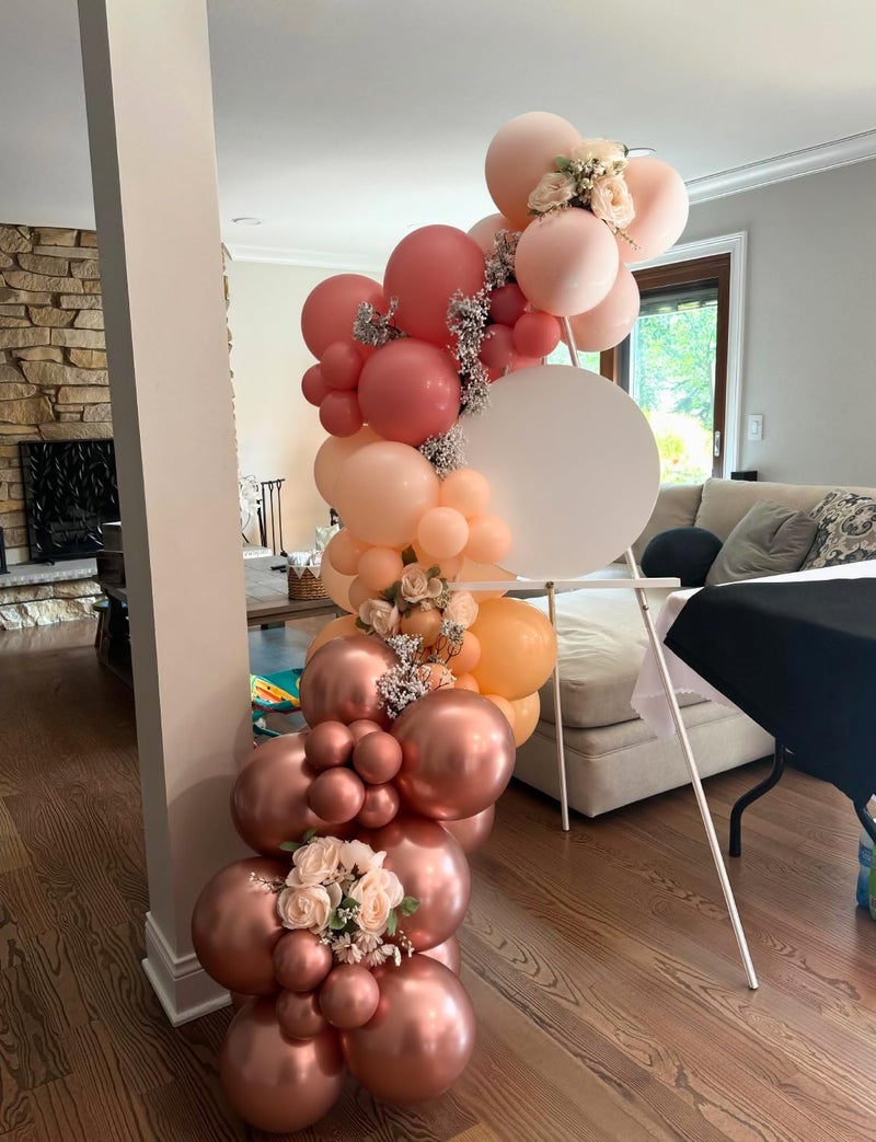 Haolongfa Retro Blush Pink Balloons, 60 Pcs 12 Inch Dusty Pink Metallic Chrome Rose Gold Beige Ivory White for Wedding, Baby Shower, Birthday, Bridal Shower, Boho Party Decorations - Image 5