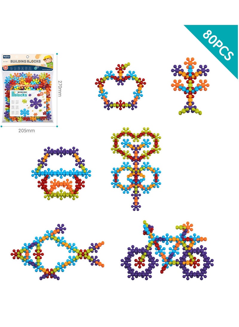 DIY plum blossom building blocks magnetic parent-child puzzle assembly toys 80 pieces - Image 1