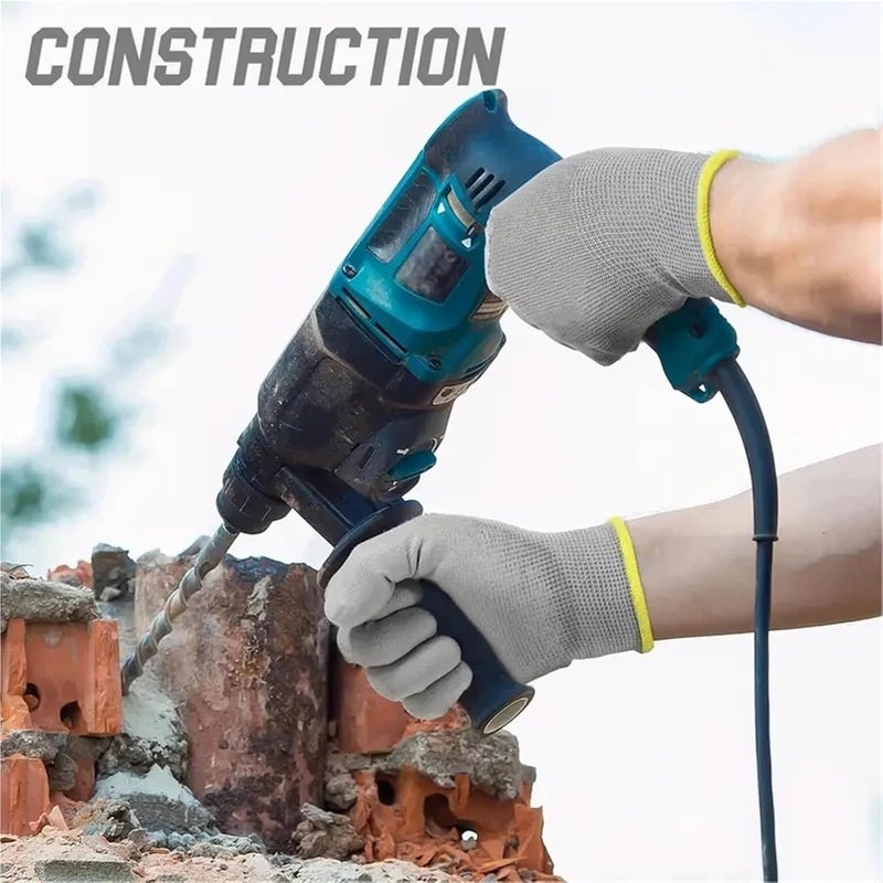 Compatible for 2/6 Pairs PU Coated Anti-Slip Work Gloves Seamless Knit Safety Gloves for Mechanic, Construction & Warehouse Use(PU120 Gray 2Pairs,Large) - Image 5