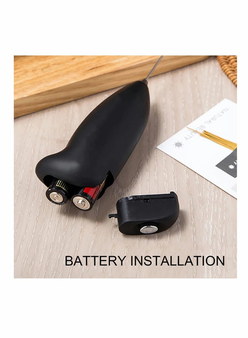 Barakah Milk Frother With Stand, Handheld Egg Mixer Whisk, Milk Foamer Frother, Mini Blender for Coffee, Coffee, Frappe, Latte, Matcha, Budget - Black - Image 3