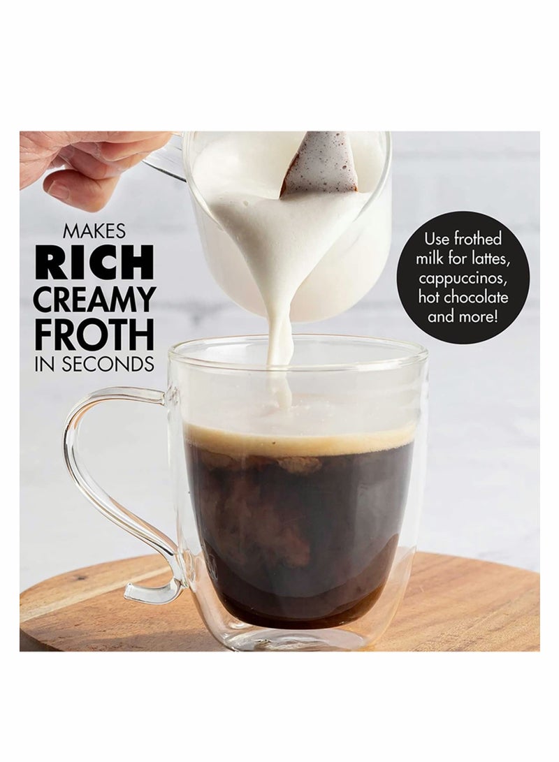 Barakah Milk Frother With Stand, Handheld Egg Mixer Whisk, Milk Foamer Frother, Mini Blender for Coffee, Coffee, Frappe, Latte, Matcha, Budget - Black - Image 4