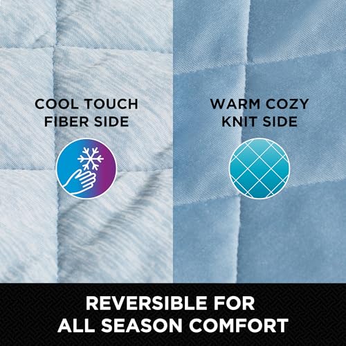 Brookstone Cooling Blanket Queen Size – Cooling Down Alternative Blanket for Hot Sleepers, Reversible Cool Touch Fiber, Quilted, Lightweight, Blue - Image 3