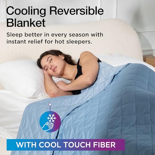 Brookstone Cooling Blanket Queen Size – Cooling Down Alternative Blanket for Hot Sleepers, Reversible Cool Touch Fiber, Quilted, Lightweight, Blue - Image 2