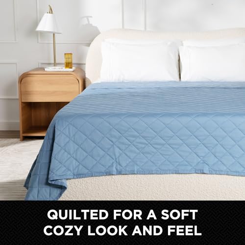 Brookstone Cooling Blanket Queen Size – Cooling Down Alternative Blanket for Hot Sleepers, Reversible Cool Touch Fiber, Quilted, Lightweight, Blue - Image 5