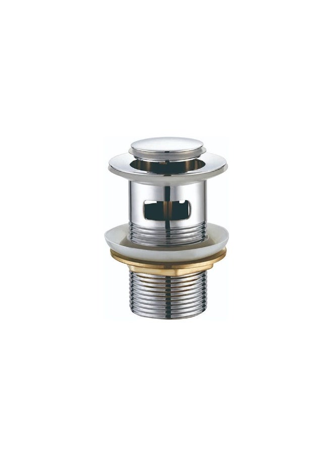 DANUBE HOME Danube Home Milano Pop-Up Waste Push Type Full Cover W/Over Flow | Stainless Steel Pop Up Waste Push | Wash Basin Drain Stopper Sink Drain Plug For Toilet Bathroom - Silver 