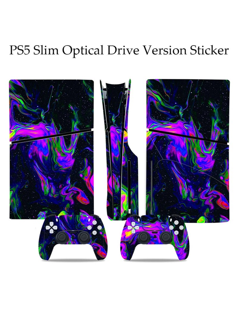 PS5 Slim Optical Drive Version Sticker, Sony PS5 Slim Console Controller Skins Set, Skin Wrap Decal Sticker PS5 Slim Optical Drive Version, Protective Film Sticker for starry sky, Vinyl Cover Sticker - Image 1