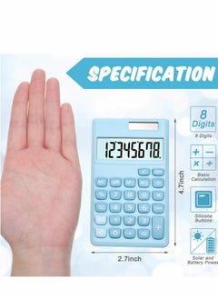 SYOSI Digital Calculators, 2 PcsSchool Office Basic Mini Digital Desktop Standard Calculators with 8-Digit LCD Display, Battery Solar Power Smart Calculator for Home Office School  - Image 2