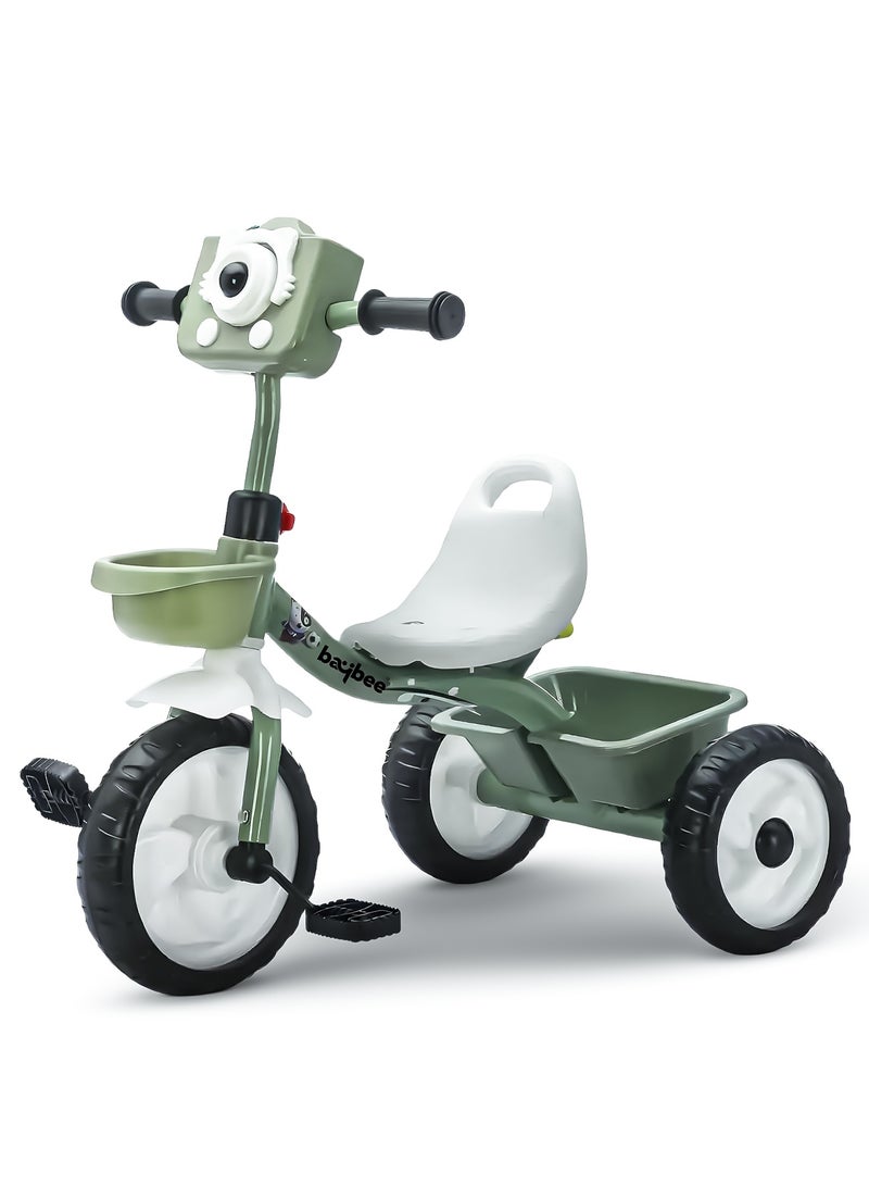 BAYBEE Rollito Baby Tricycle for Kids Smart Plug and Play Kids Tricycle Baby Cycle with Front & Rear Storage Baskets 3 Wheels Tricycle Baby Tricycle Cycle for Kids 2 to 5 Years Boy Girl Green - Image 1